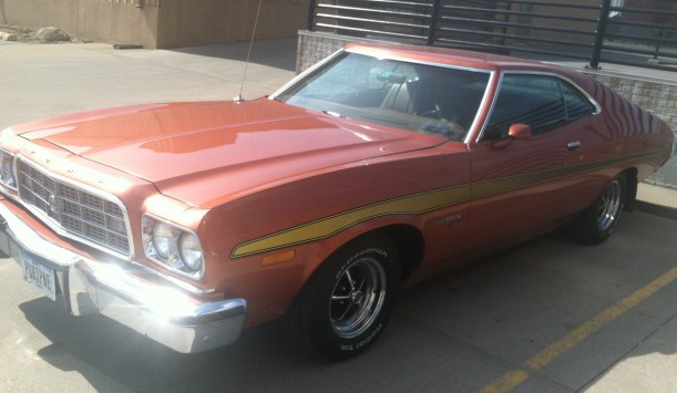 This mid-1970s Ford Gran Torino was spotted Sunday in downtown Muscatine.
